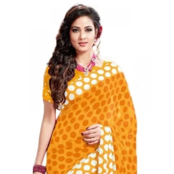 Womens Geogrette Saree with Women>Ethnic Wear>Blouse Digital Printed Saree (Yellow, 6.25 Mtr) - Image 2