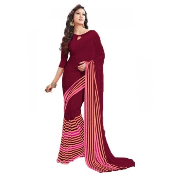 Womens Geogrette Saree with Women>Ethnic Wear>Blouse Digital Printed Saree (Maroon, 6.25 Mtr)
