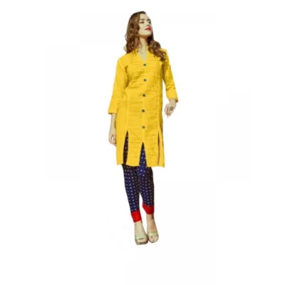 Women's Cotton Kurtis (Yellow, L)
