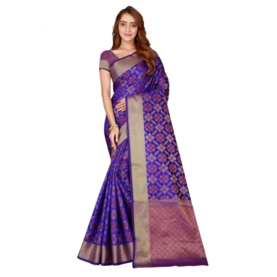 Women's Kanjivaram Silk Saree with Women>Ethnic Wear>Blouse (Blue, 5-6 Mtrs)