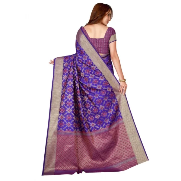 Women's Kanjivaram Silk Saree with Women>Ethnic Wear>Blouse (Blue, 5-6 Mtrs) - Image 2