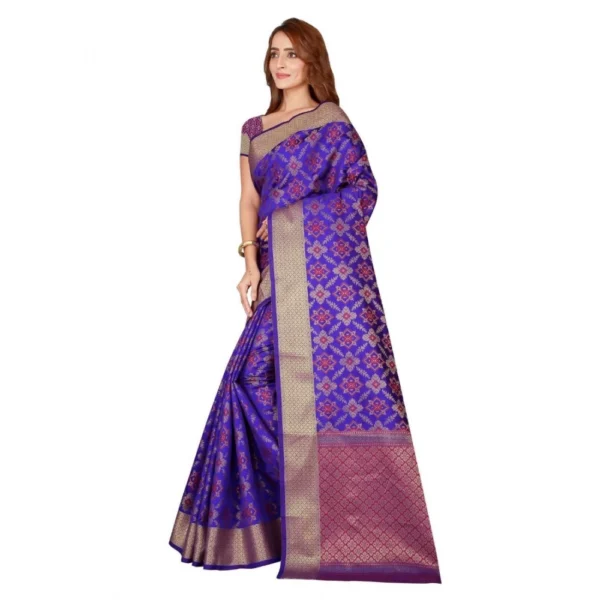 Women's Kanjivaram Silk Saree with Women>Ethnic Wear>Blouse (Blue, 5-6 Mtrs) - Image 3