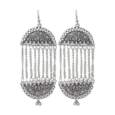 Women's Silver Plated Hook Dangler Hanging Earrings-Silver