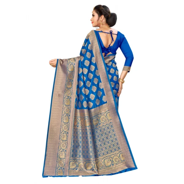 Women's Banarasi silk Saree with Women>Ethnic Wear>Blouse (Blue, 5-6mtr) - Image 2
