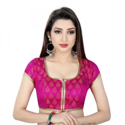 Women's Nylon, Inner-Cotton Full Stitched Padded Women>Ethnic Wear>Blouse (Pink)