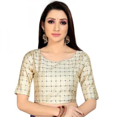 Women's Brocade, Inner-Cotton Full Stitched Padded Women>Ethnic Wear>Blouse (Chiku )