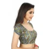 Women's Satin Silk, Inner-Cotton Full Stitched Padded Women>Ethnic Wear>Blouse (Black) - Image 5