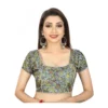 Women's Satin Silk, Inner-Cotton Full Stitched Padded Women>Ethnic Wear>Blouse (Black)