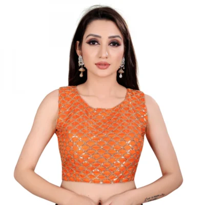 Women's Satin Silk, Inner-Cotton Full Stitched Padded Women>Ethnic Wear>Blouse (Keri Fenta)