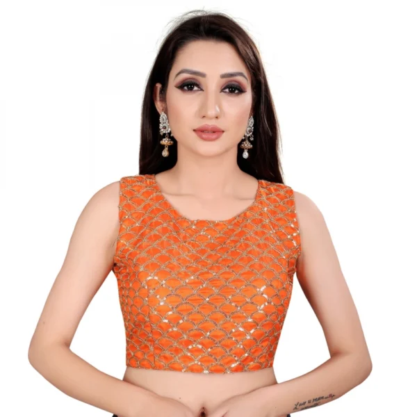 Women's Satin Silk, Inner-Cotton Full Stitched Padded Women>Ethnic Wear>Blouse (Keri Fenta)