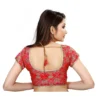 Women's Brocade, Inner-Cotton Full Stitched Padded Women>Ethnic Wear>Blouse (Red) - Image 2