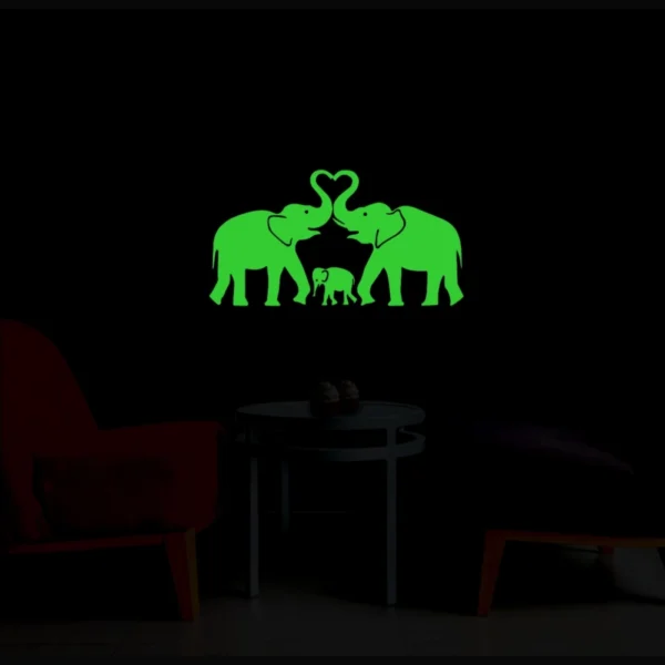 Green Decorative Elephant Radium Wall Sticker - Image 4