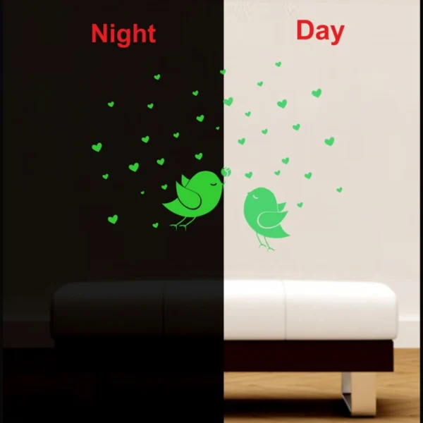 Green Birds And Star Radium Wall Sticker - Image 3