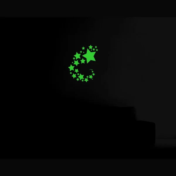 Green Galaxy Of Stars With Moon Radium Wall Sticker - Image 4