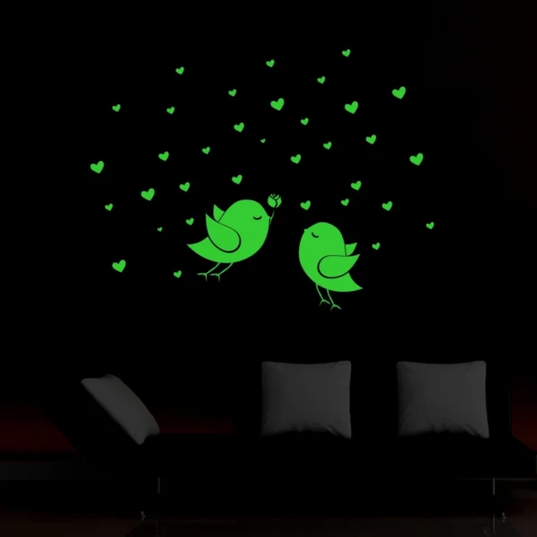 Green Birds And Star Radium Wall Sticker - Image 4