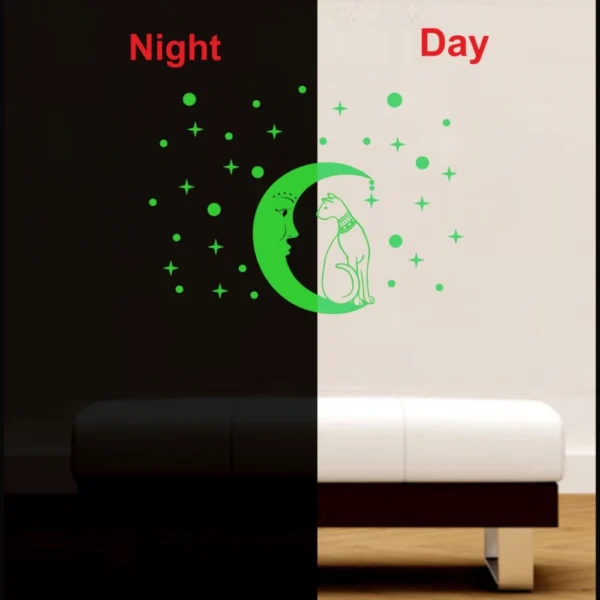 Green Galaxy Of Stars With Moon Radium Night Glow Wall Sticker - Image 3