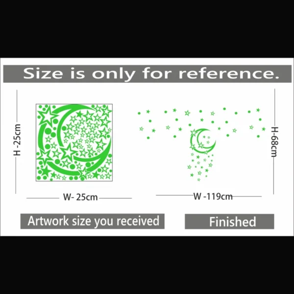 Green Galaxy Of Stars With Moon Radium Wall Sticker - Image 2