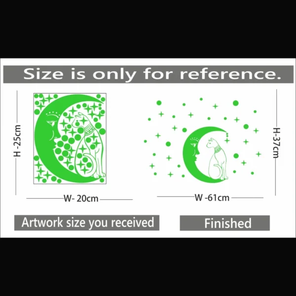 Green Galaxy Of Stars With Moon Radium Night Glow Wall Sticker - Image 2