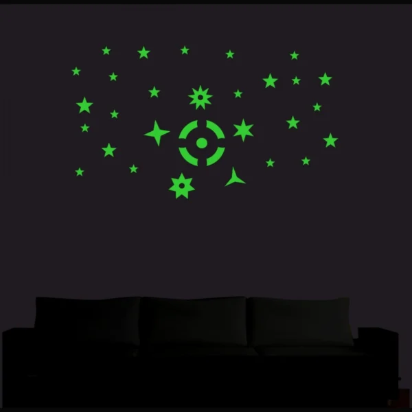 Green Galaxy Of Stars With Moon Radium Wall Sticker - Image 4