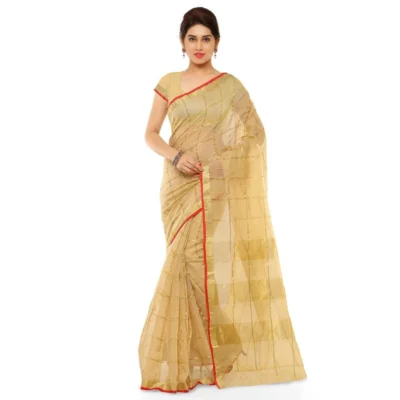 Women's Kota Doria Cotton Saree With Women>Ethnic Wear>Blouse (Chikoo,6-3 Mtrs)
