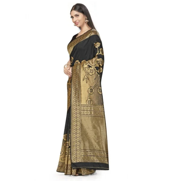 Women's Banarasi Silk Saree (Black,5-6 Mtrs) - Image 4