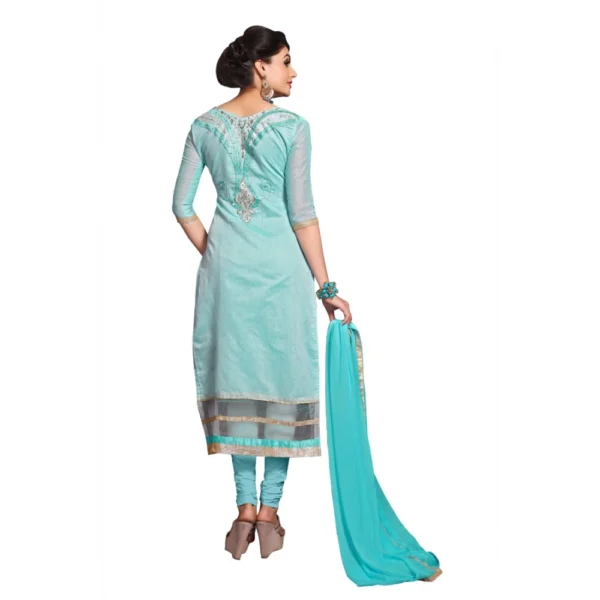 Women's Chanderi Unstitched Salwar Suit-Material With Dupatta (Light Sea Green,2.3 Mtrs) - Image 4