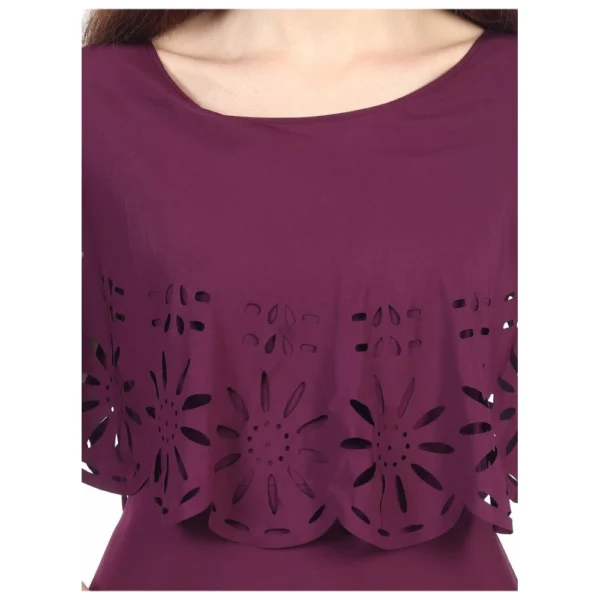 Women's Crepe Solid Sleeveless Full Length Gown(Maroon) - Image 3