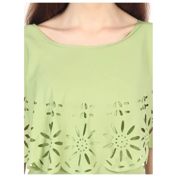 Women's Crepe Solid Sleeveless Full Length Gown(Light Green) - Image 3