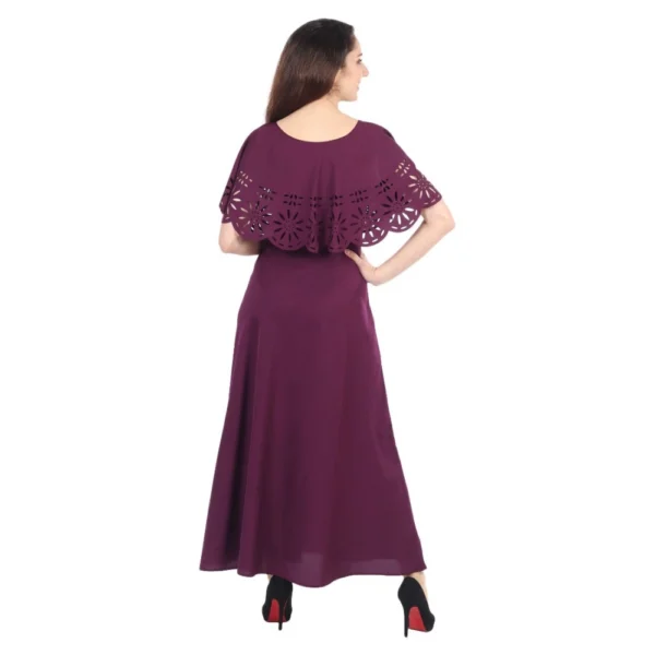 Women's Crepe Solid Sleeveless Full Length Gown(Maroon) - Image 6