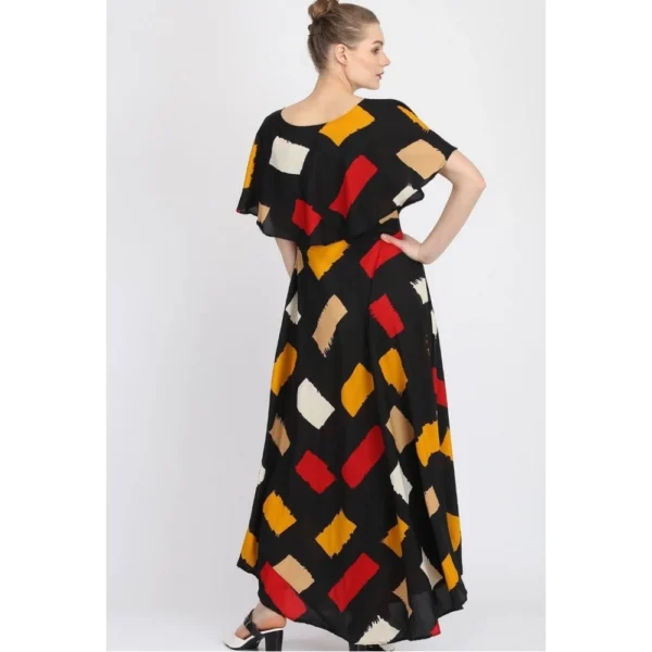 Women's Crepe Printed Half Sleeves Full Length Gown(Multi) - Image 5
