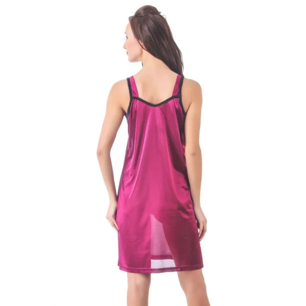 Women's Satin Short Nighty with Sleeve Less(Color: Black Wine, Neck Type: Halter Neck) - Image 2