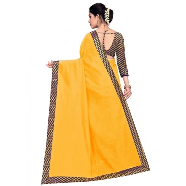 Women's Chanderi Cotton Lace Border Saree With Women>Ethnic Wear>Blouse (Gold, 5-6 Mtrs) - Image 4