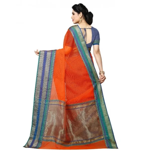 Women's Kota Doria Cotton Border Saree With Women>Ethnic Wear>Blouse (Fanta, 5-6 Mtrs) - Image 4