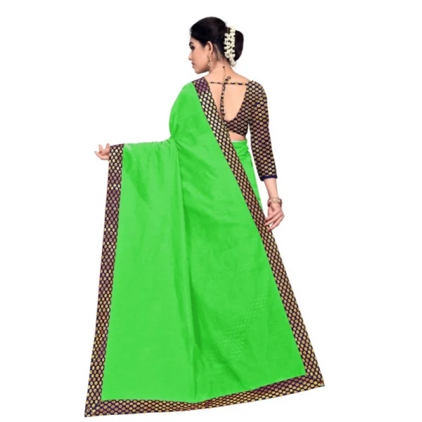 Women's Chanderi Cotton Lace Border Saree With Women>Ethnic Wear>Blouse (Green, 5-6 Mtrs) - Image 4