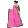 Women's Chanderi Cotton Lace Border Saree With Women>Ethnic Wear>Blouse (Pink, 5-6 Mtrs) - Image 3