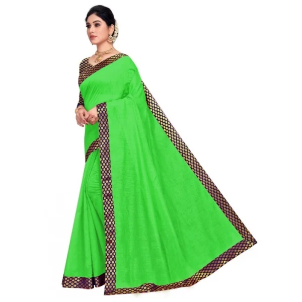 Women's Chanderi Cotton Lace Border Saree With Women>Ethnic Wear>Blouse (Green, 5-6 Mtrs) - Image 3