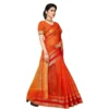 Women's Kota Doria Cotton Border Saree With Women>Ethnic Wear>Blouse (Orange, 5-6 Mtrs) - Image 3