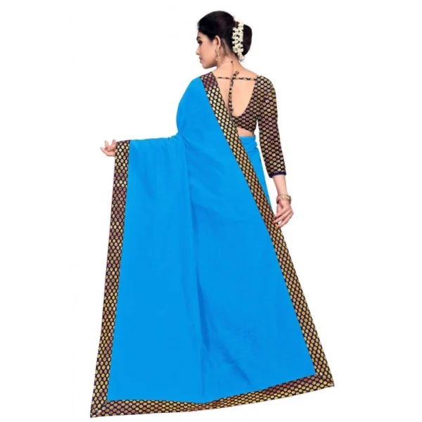 Women's Chanderi Cotton Lace Border Saree With Women>Ethnic Wear>Blouse (Sky Blue, 5-6 Mtrs) - Image 4