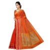 Women's Kota Doria Cotton Border Saree With Women>Ethnic Wear>Blouse (Orange, 5-6 Mtrs) - Image 2