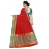 Women's Kota Doria Cotton Bordered Saree With Women>Ethnic Wear>Blouse (Red, 5-6 Mtrs) - Image 2