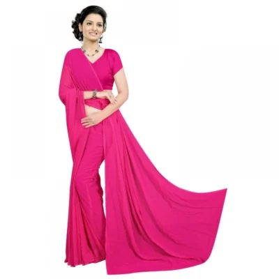 Women's Georgette Plain Saree With Women>Ethnic Wear>Blouse (Pink, 5-6 Mtrs)