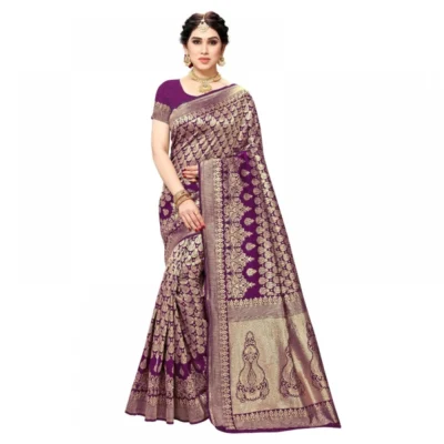 Women's Jacquard Silk Kanjivaram Jacquard Silk Saree With Women>Ethnic Wear>Blouse (Jamli, 5-6 Mtrs)
