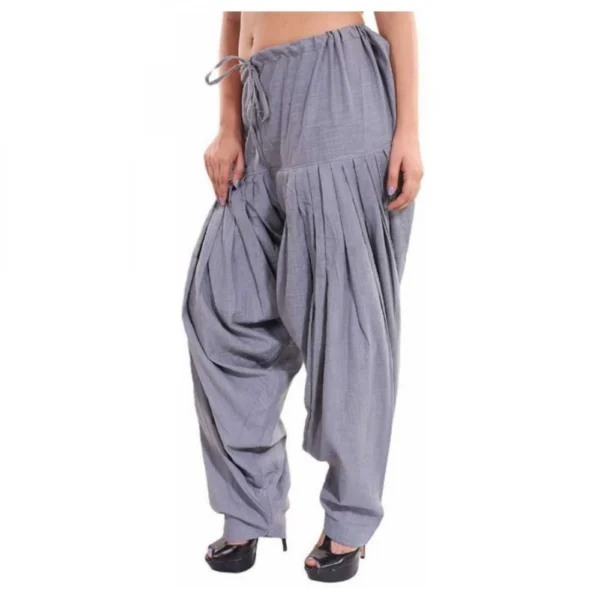 Women's Cotton Solid Patiyala (Color:Smoke Grey) - Image 2