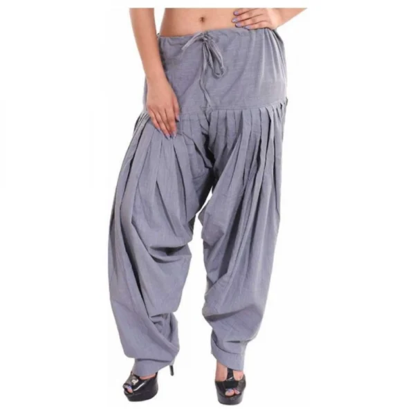 Women's Cotton Solid Patiyala (Color:Smoke Grey) - Image 4