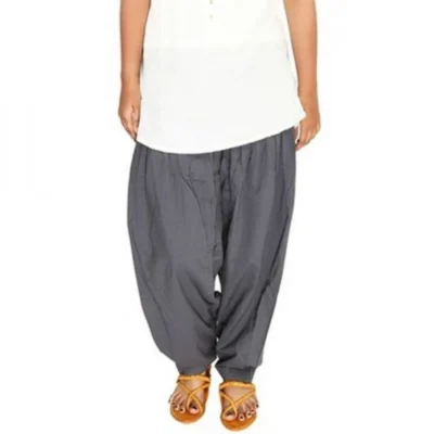 Women's Cotton Solid Patiyala (Color:Smoke Grey)