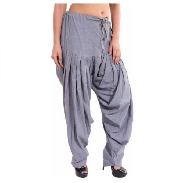 Women's Cotton Solid Patiyala (Color:Smoke Grey) - Image 3