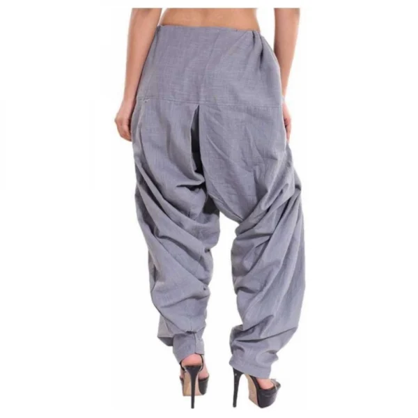 Women's Cotton Solid Patiyala (Color:Smoke Grey) - Image 6