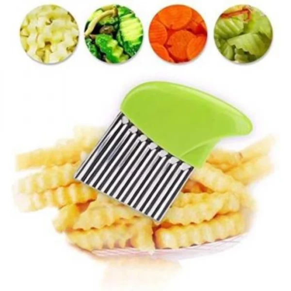 Pack Of_5 Wave Shape Stainless Steel Potato Cutter Slicer (Color:Assorted) - Image 5
