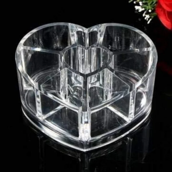 Pack Of_2 Acrylic Material Made Heart Shape Cosmetic Organizer Storage Box (Color:Assorted) - Image 3