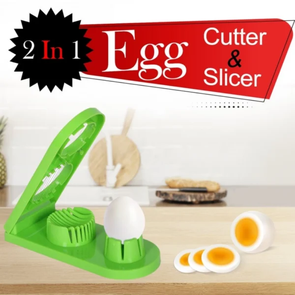 Pack Of_2_2 In 1 Boiled Egg and Mushroom Slicer Cutter Chopper Plastic With Stainless Steel Wired (Color:Assorted) - Image 2